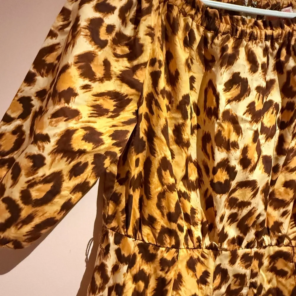 Kate Spade leopard print off shoulder cotton dress